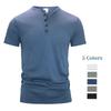 Mens Cotton Short Sleeve T-shirt Henry Collar Solid T Shirts Summer Clothing Casual Regular Fit Tops Tees Man