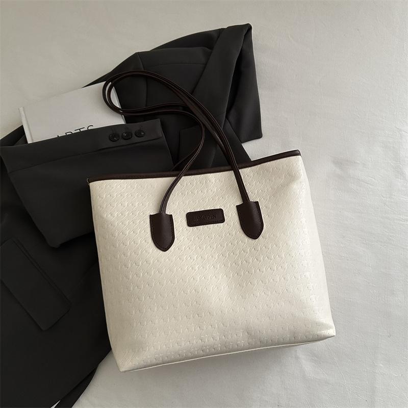 

Сумка большой вместимости женская 2025 новая повседневная рабочая на плечо сумка высокой ценности для студентки колледжа для учебы и поездок на работу сумка-тоут белый