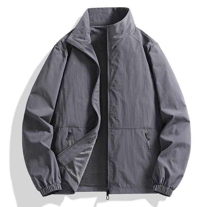 Large Size New Hoodless Stand-up Collar Jacket Men's Spring and Autumn Tide Brand Outdoor Casual Jacket