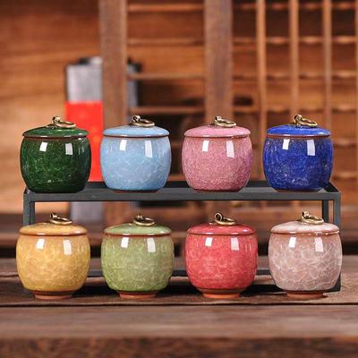 Portable Crackle Glaze White Ceramic Tea Canister