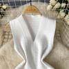 Vestido básico ajustado de punto para mujer, sin mangas, con escote en V, cintura elástica, temperamento sólido, vestido de calle