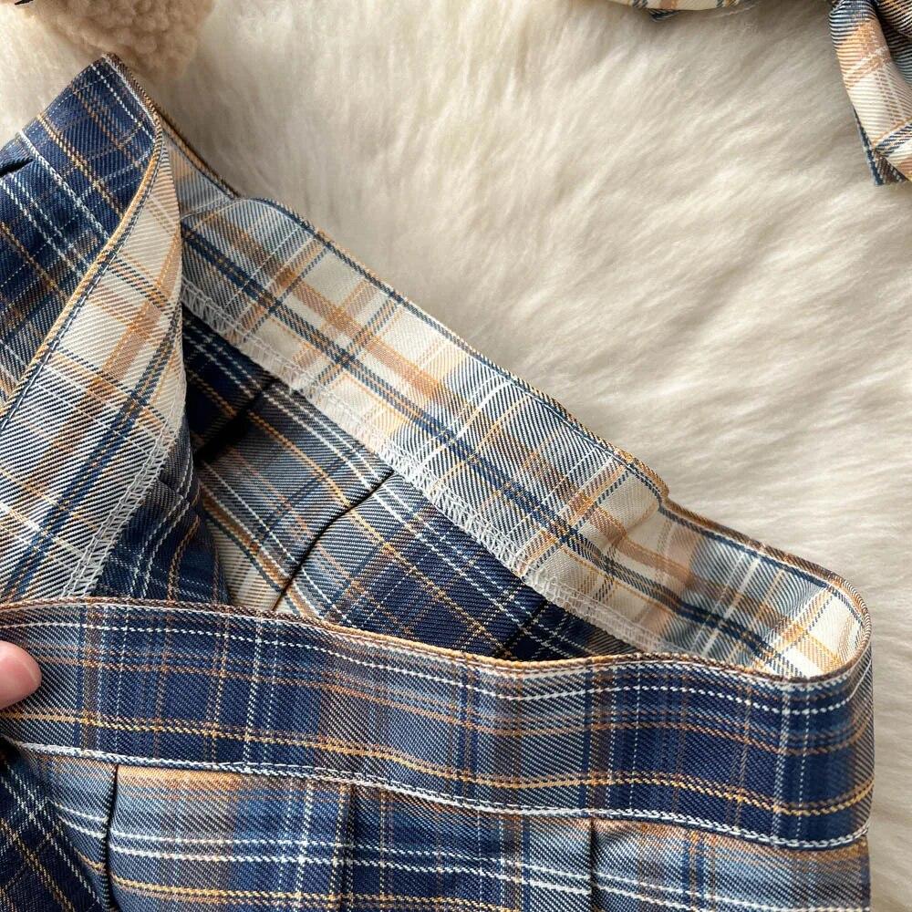 Sexy Plaid Japan Style Erotic Sets Women Pleated Short Skirt + Bow Strapless Lace Camis Female Sweet JK Uniform Lingerie Suits 2024