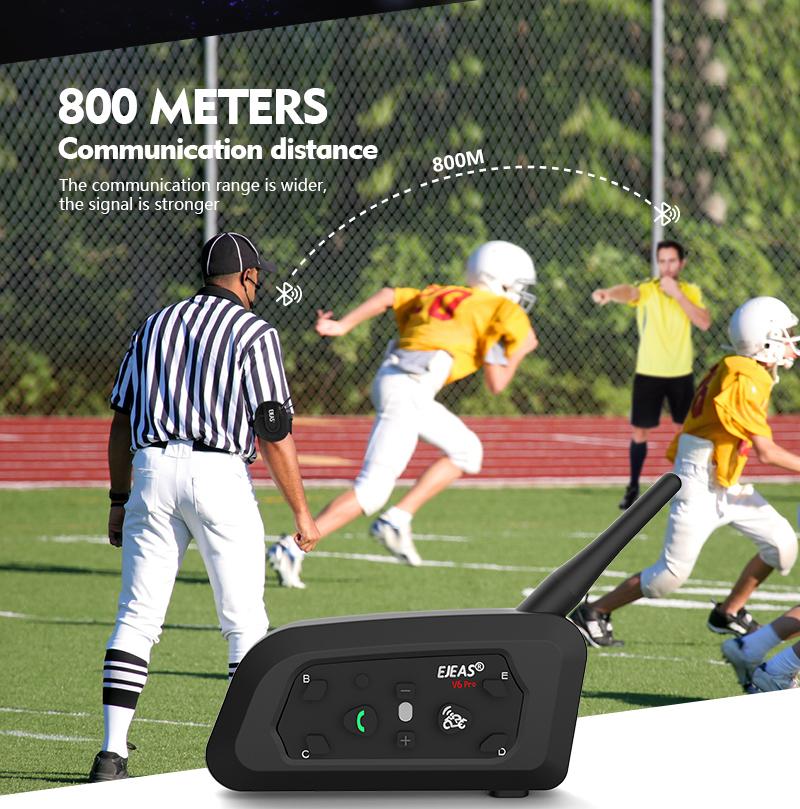 2Set EJEAS V6C PRO+ Football 2 Referee Bluetooth Intercom Arbitration Earhook Full Duplex Earphone Headset Conference Headphone
