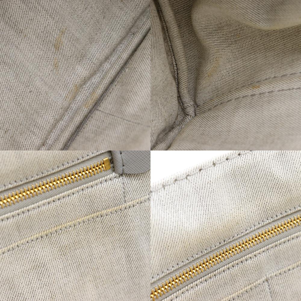 PRADA Canapa Handbag 1BG439 Triangle With Logo Light gray denim Women Used