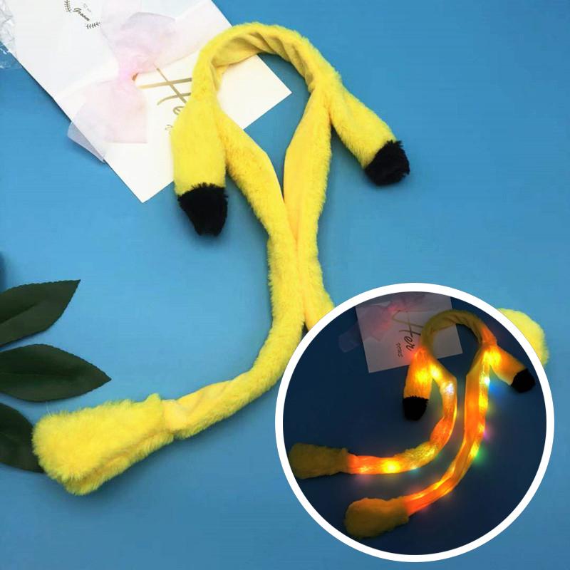 Lindo Gorro de Orejas de Conejo Brillante Diadema Dulce Puede Mover Orejas de Conejo Juguete de Peluche Aro para el Pelo Fiesta Po Accesorios Sombrerería Regalo