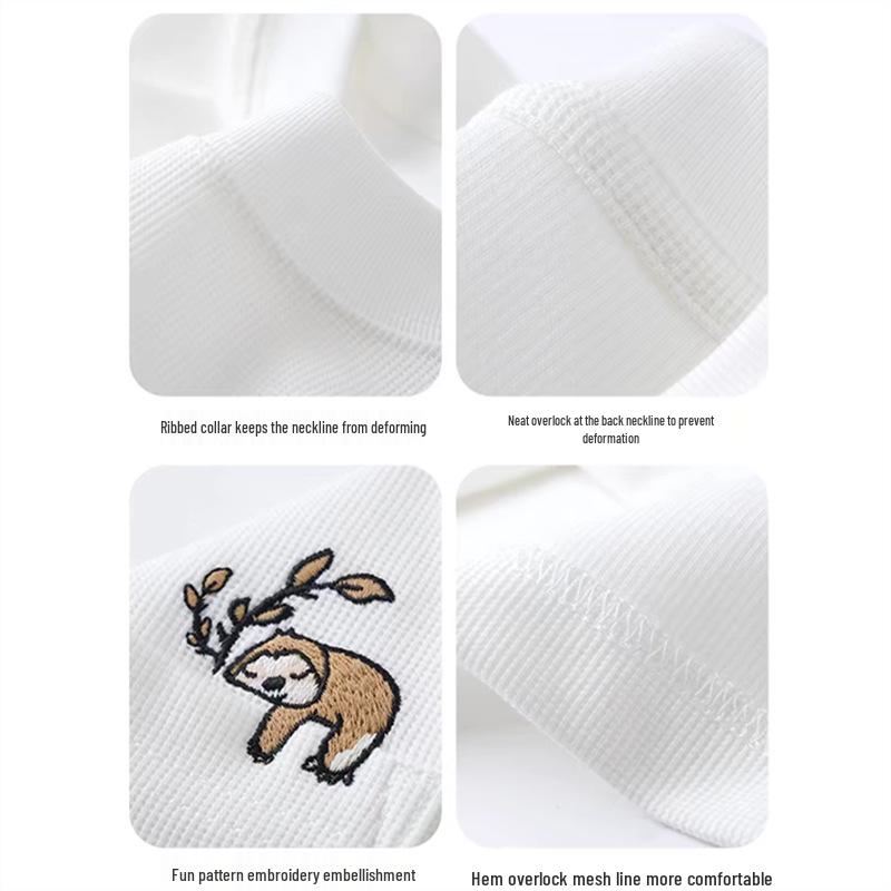 Men's 260g Heavyweight Wrinkle-Resistant Waffle Knit Embroidered Short Sleeve Loose Fit T-Shirt