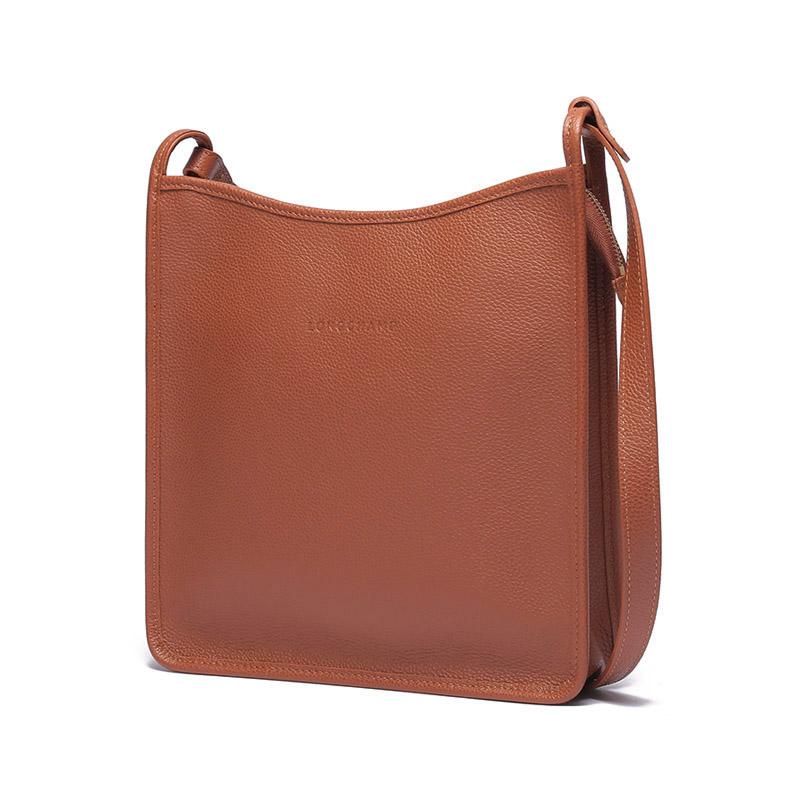 Longchamp Le Foulonné 27 Solid Color Zipper Adjustable Shoulder Strap Leather Crossbody Shoulder Bag Large Women Bags Light-Red-Brown 10140021121