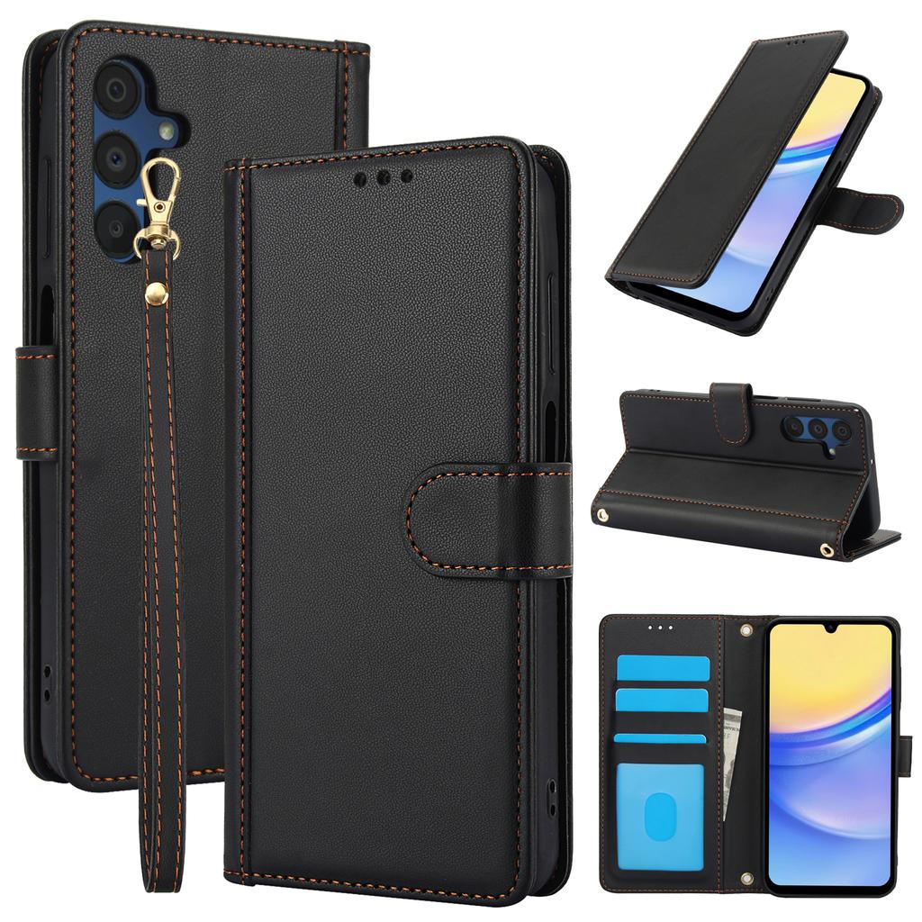 For Samsung Galaxy A57 5G Case PU Leather Stand View Phone Wallet Cover with Hand Strap