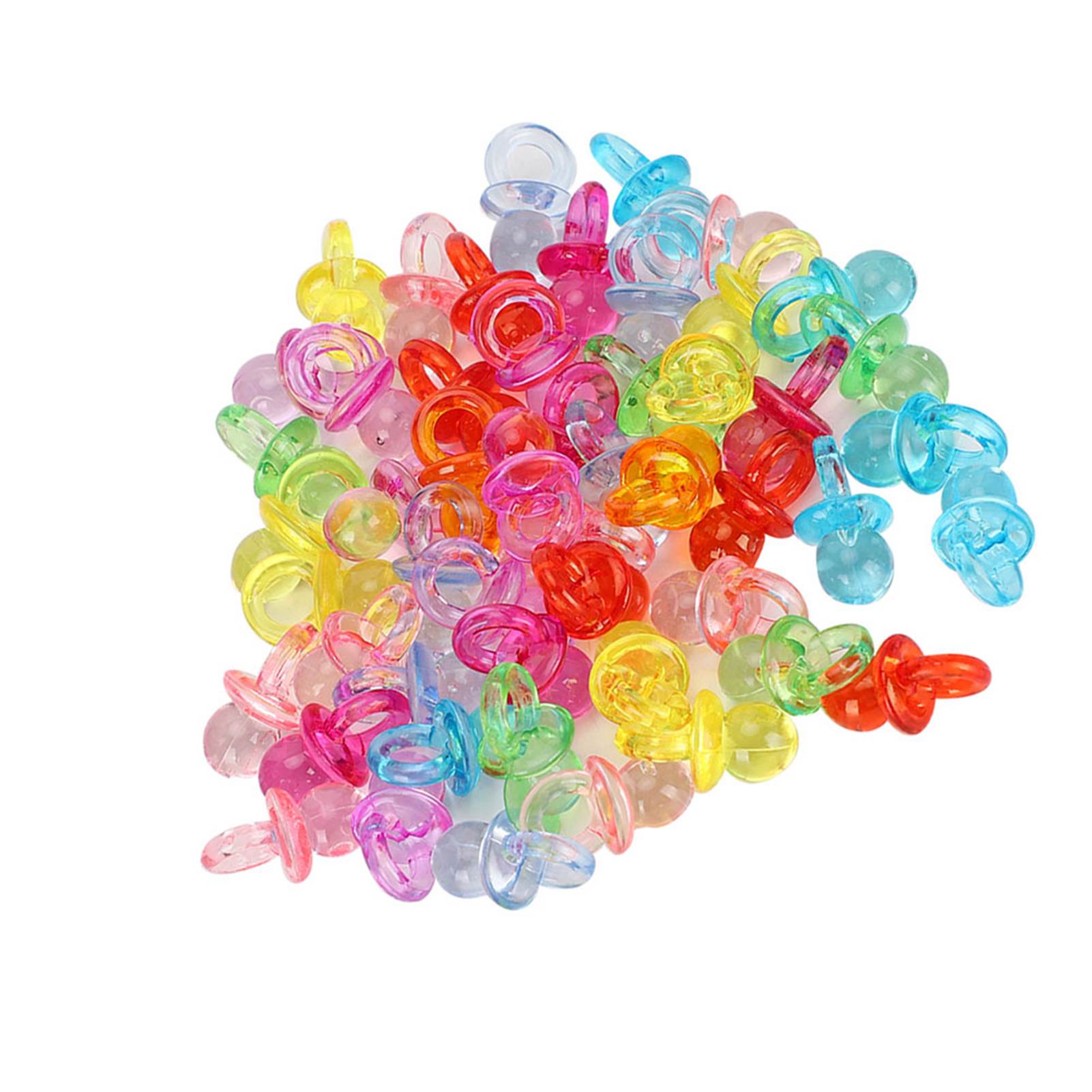 

100Pcs Acrylic Pacifier Birthday Party Decoration Baby Baptism Soothing Mini Color Toys Transparent mix color