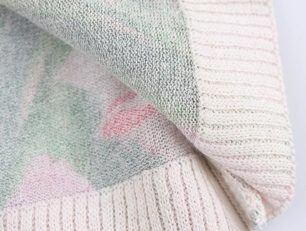 2025 Spring Women's European & American Style Floral Knit Top