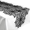 Space-saving Halloween Decoration Table Runner, 18 x 72 Inch Gothic Black Lace Spider Party Decor Web Runner for Kitchen Dinner Centerpiece, Mesh