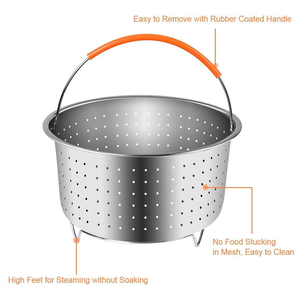 304 Roestvrij Staal Stoomboot Mand Instant Pot Accessoires Voor 3/6/8 Qt Instant Pot Snelkookpan Met Siliconen Bedekt Handvat