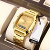 Gold square women's watch niche light luxury steel belt waterproof alarm clock men's watch