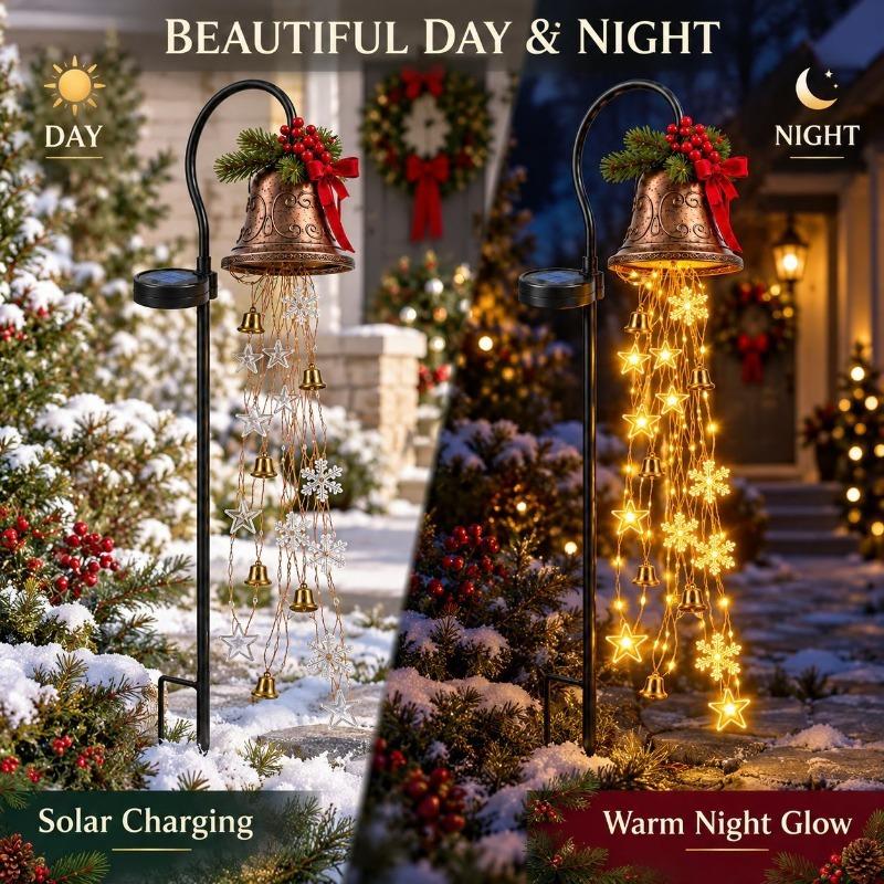 Weihnachtsglocken Kaskade Solar-Gartenleuchte für Weihnachtsdekoration im Garten Warmweiß Kaskadierende Gartenstecker-Leuchte für Rasen Garten Weg