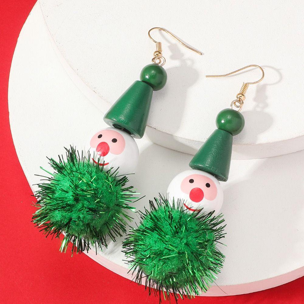 Decorated Christmas Elf Pendant Christmas Balls Santa Hat Dangle Earrings  Accessories