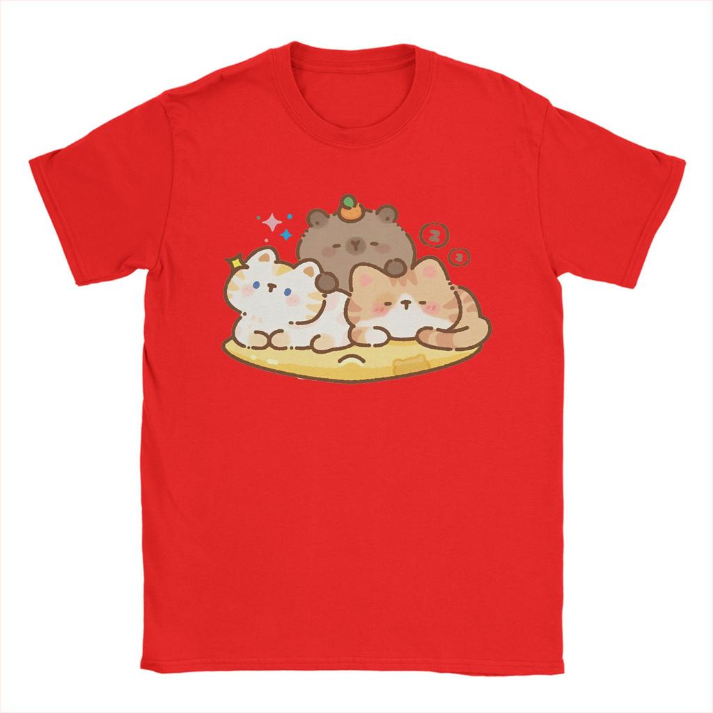 Fun Capybara Cute Animal T-Shirt Male  Streetwear Pure Cotton T-Shirts Beach Breathable Hipster Tees Wholesale Oversized Clothes