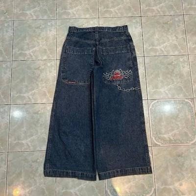 Street Hip-hop Casual Loose Y2K Straight Wide-leg Pants Men American Retro Harajuku Fashion Punk Oversized Jeans Women