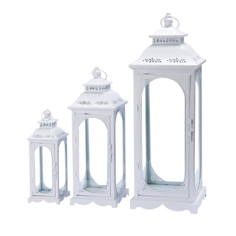 European Retro Iron Candle Holder - Romantic Windproof Floor Lantern for Weddings