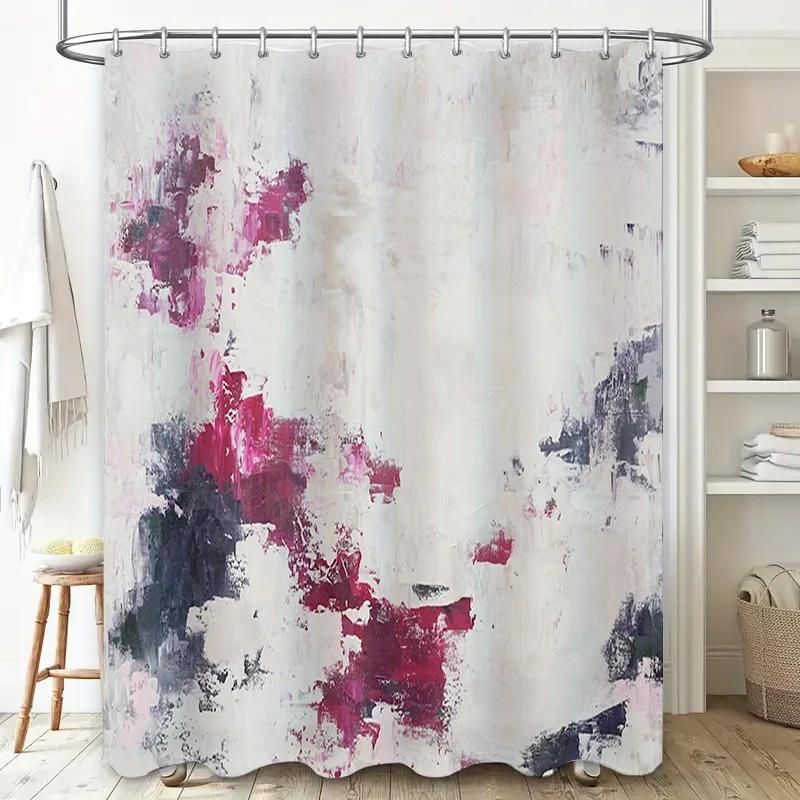 Minimalist Bath Shower Curtain with Geometric Design Elegant Pastel Colors Room Decoration for Modern Bathroom Decorations
