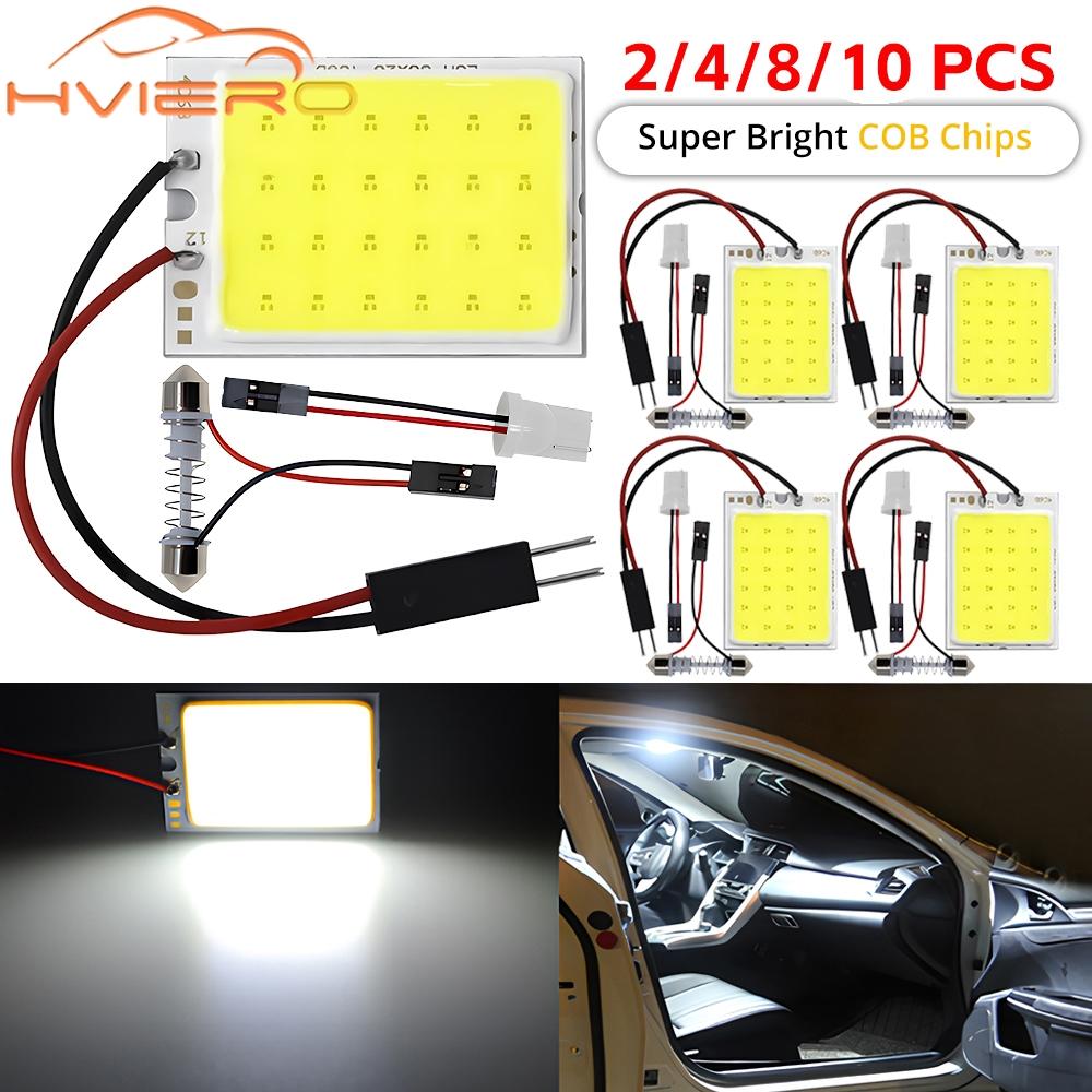 2/4/8/10pcs T10 C5W COB 16/24/36/48SMD Dome Festoon Reading Lamps Car Led Parking Bulb Auto Interior Panel License Plate Light