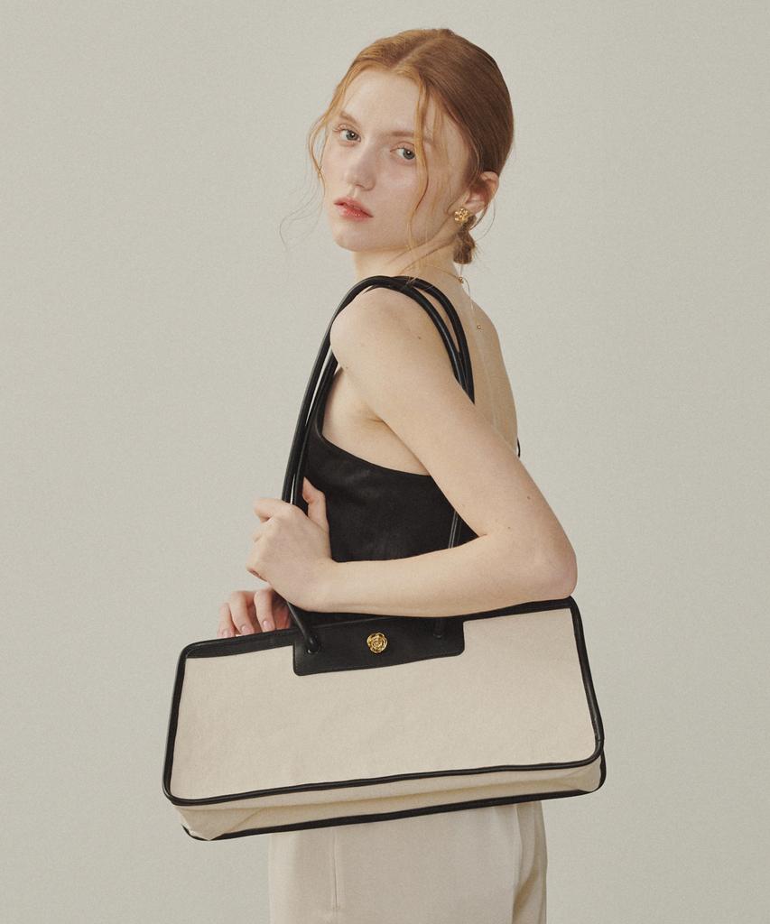 Melly&Rose Signature Rose Canvas Shoulder Bag (315354)_Cream