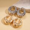 Metal Glossy Pleated Round U-shaped Ear Buckle Personalized Fashion Commuter Earrings