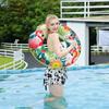 Children's Flamingo Leaf Underarm Swim Ring with Handle