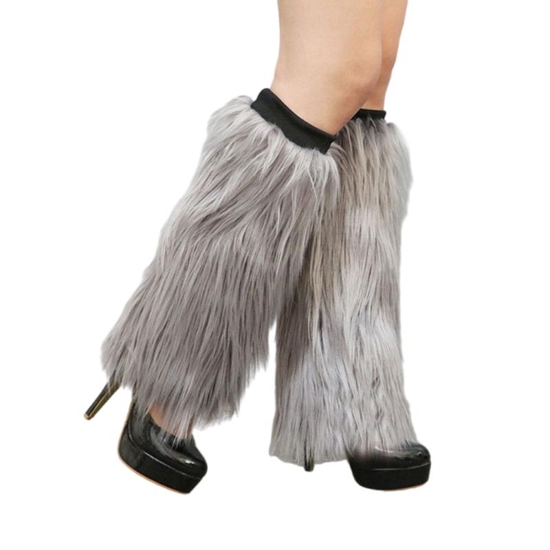 Plush Leg Warmers for Women Soft Furry Boot Toppers Ribbed Elastic Top Fuzzy Leg Covers Winter Accessory Party Costume