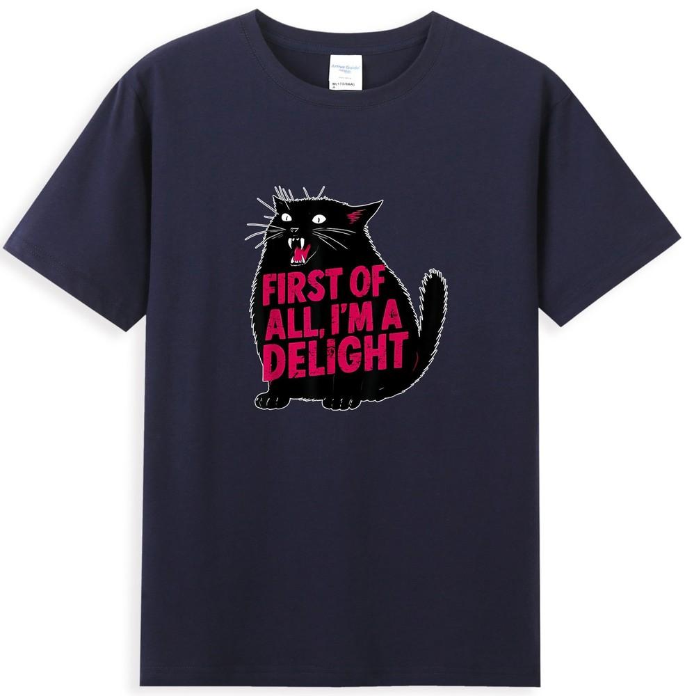 Illfirst Of All Im A Delight Funny Roaring Black Cat Graphic TShirt