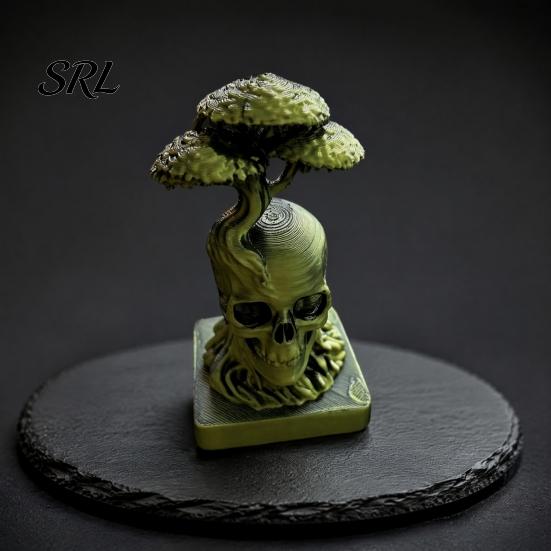 Vintage Style Room Ornament 3D Printed Tree of Life Skull Figurine, Gothic Desktop for Detailed Texture Craft Gift Home Office Decor, Creative