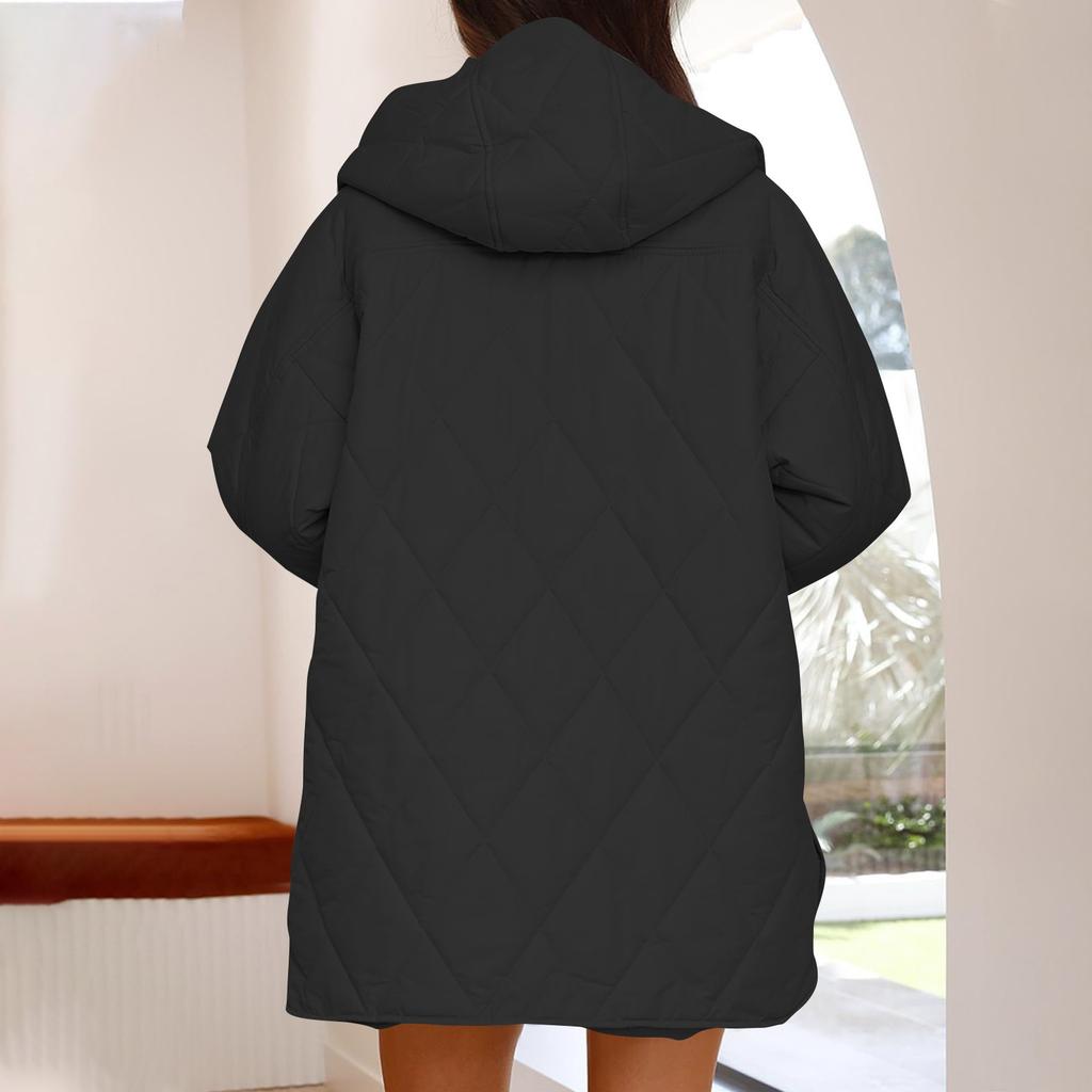 Women's Fashion Casual Diamond Hooded Lightweight Jacket