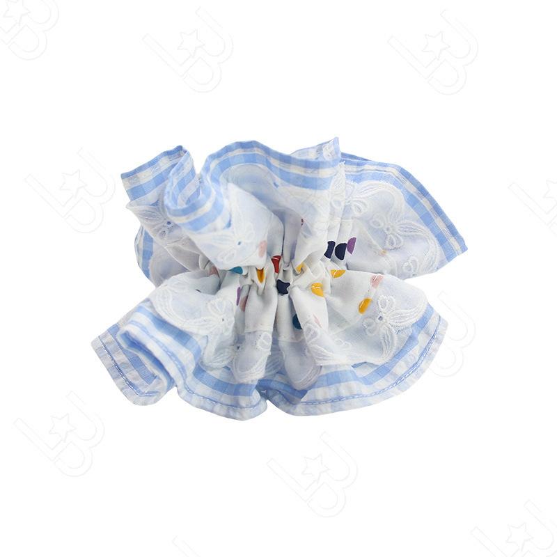 French bud polka dot large intestine hair band, simple double-layer grid high-end ponytail polka dot large hair band