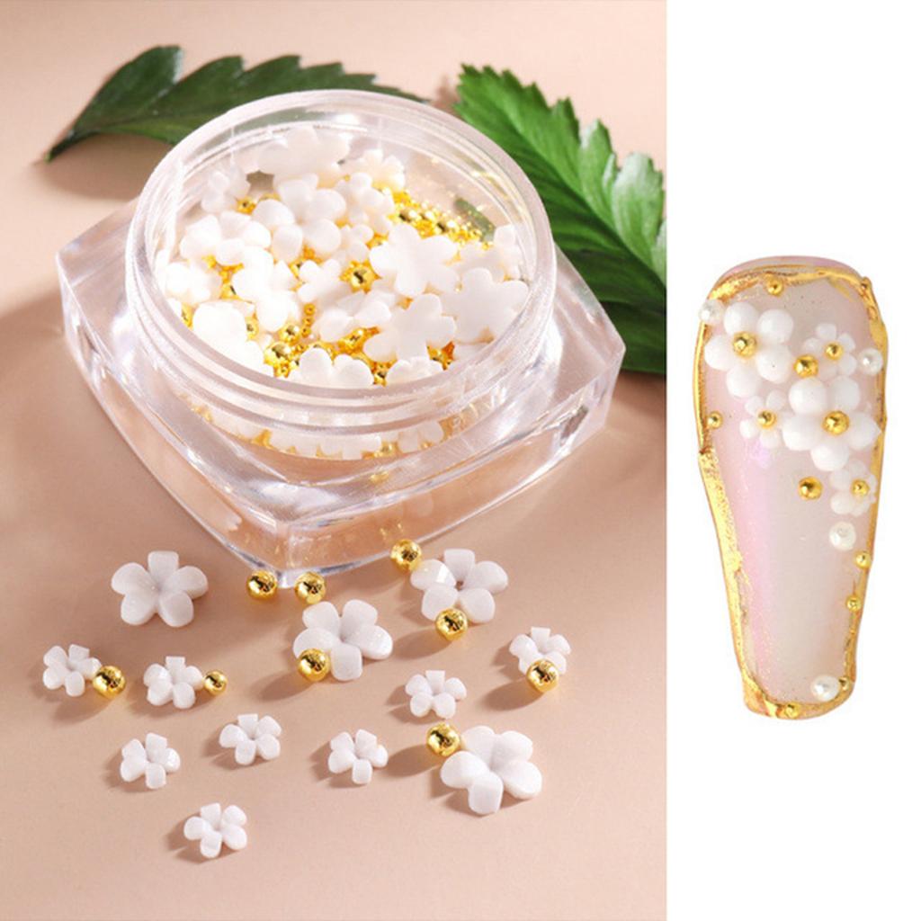 Flower Nail Rhinestone for Acrylic Nails Art Supplies with Pearls Manicure DIY Nail Decorations for