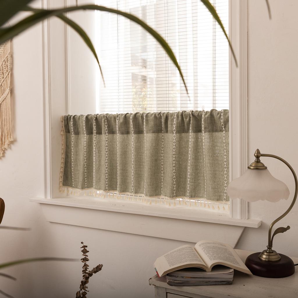 Cream Curtain Country Cottage Kitchen Small Curtain Rod Pocket Bathroom Bedroom Partition Curtain Cafe Curtain Curtain