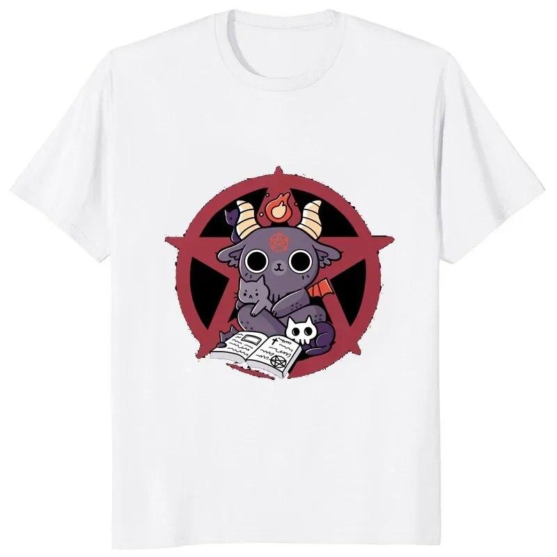 BAPHOMET SATANIST Dámské tričko s potiskem Streetwear Hipster Satan Occult Demon Grafika Unisex Topy Léto Krátký rukáv Cool Měkká trička