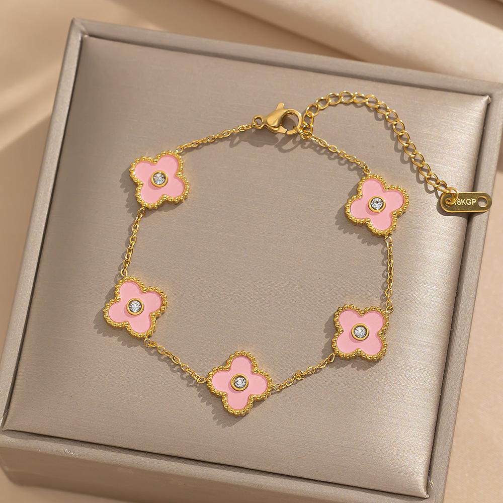 Bracelet trèfle porte-bonheur tendance, léger et luxueux, cinq fleurs, bracelet porte-bonheur, bracelet pour femme de haute qualité