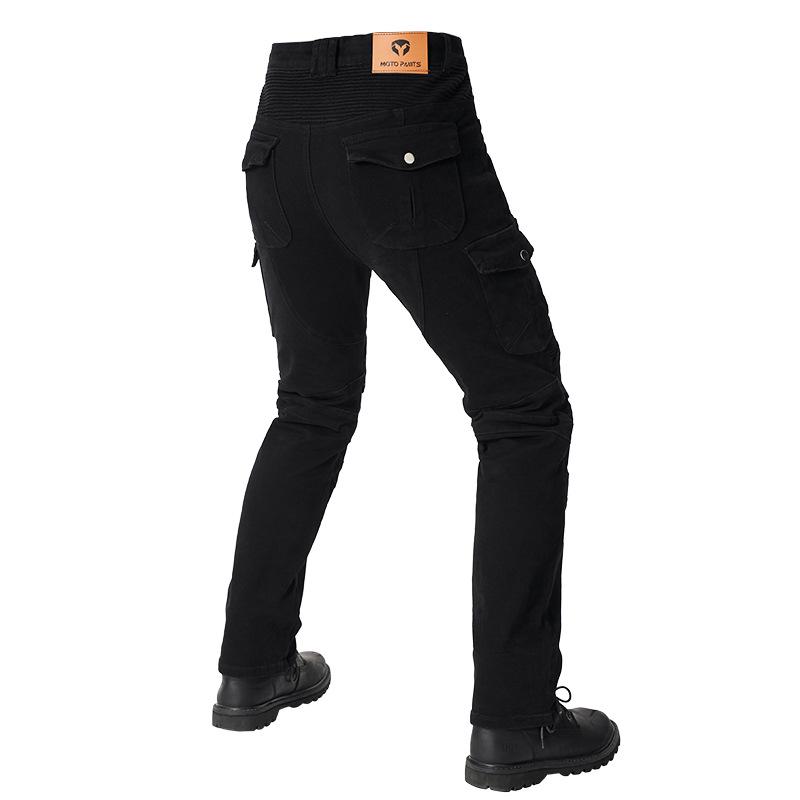 Men's Summer Stretch Denim Military Green Motorcycle Racing Pants - Anti-Fall Cycling Rider Gear