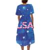 Women's Fashionable Casual V-neck Short-sleeved Independence Day Printed Dress