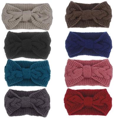 Dámská móda Háčkování Pletené Twist Mašle Vlněná čepice Pásek do vlasů Pokrývka hlavy Zimní zahřátí