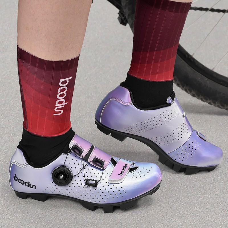 Womens MTB Cycling Shoes Hard Sole Road Bike Lock 5D Colorful Biking Footwear