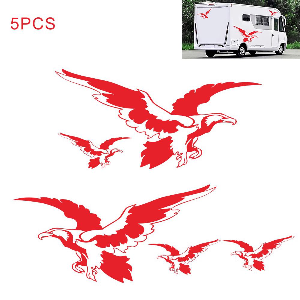 Autocollants Voiture Tête D'aigle 5 Pièces - PVC, 15x11.4 Cm, Design Creux Gravé, Pour Carrosserie Et Déco - 5