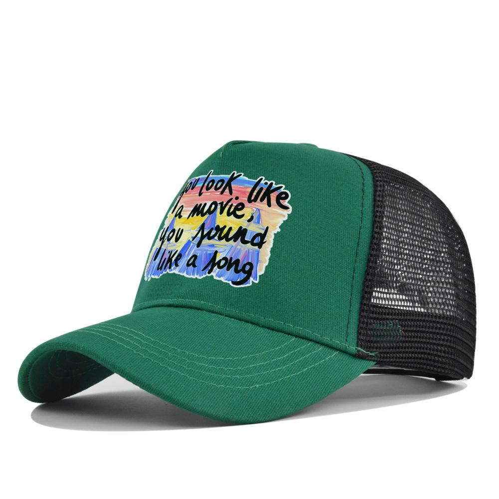 Summertime Printed Cap Letter Mesh Breathable Hat Women Men Baseball Cap Sunshade Outdoor Sports Cycling Travel Sun Hat Dad Hat