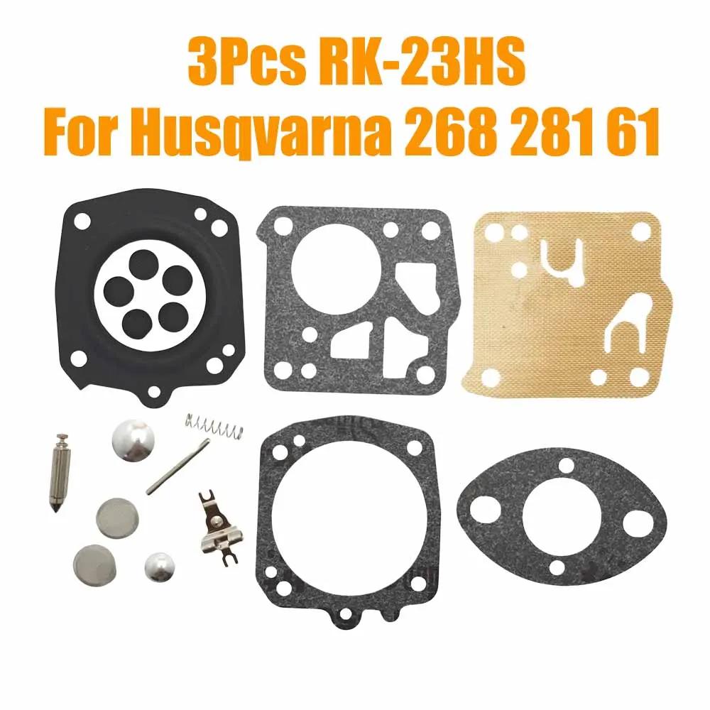 3pcs Carburetor Carb Repair Kit For Husqvarna 266 268 272 281 288 272XP 61 162 Chainsaw Tillotson RK-23HS