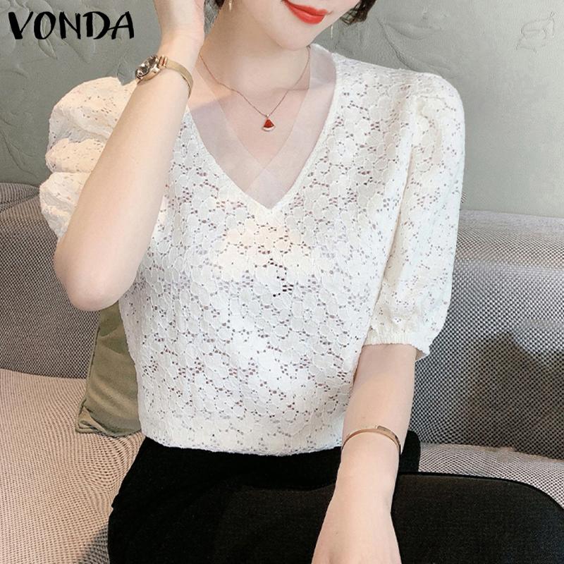 

VONDA Женская блузка с V-образным вырезом и вырезами S белый