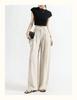 Women's High-Waisted Wide-Leg Linen Pants - Summer 2026 Collection, Loose Fit, Tencel Cotton Blend, Floor-Length