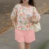 ZANZEA Women Half Sleeve Floral Blouse and Shorts Summer Two Piece Suit Sets