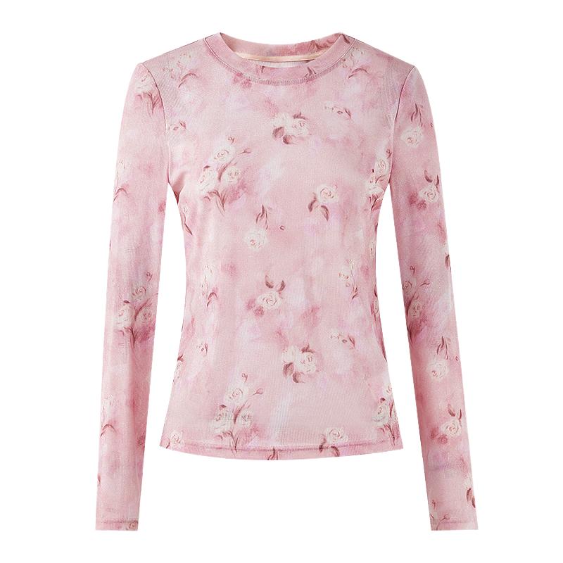 Qiu Shui Yi Ren Women s Printed Long Sleeve T-Shirt XL