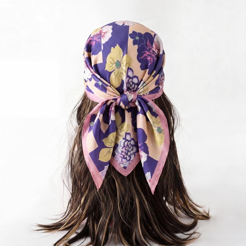 Print Silk Scarf Fashion Turban Hijab Luxury Bandana Headscarf Shawl Neckerchief Handkerchief Headband Windproof Square Female