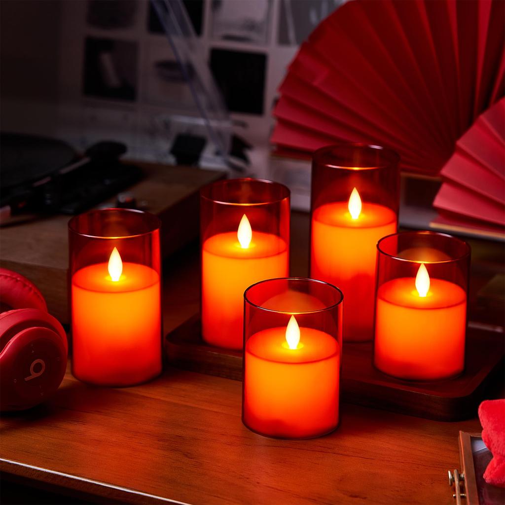 [5-Piece Set] AnnTec LED Candle Lights - These Candle-style LED Candles Come with a Dedicated Remote Control, Adjustable Brightness, Automatic