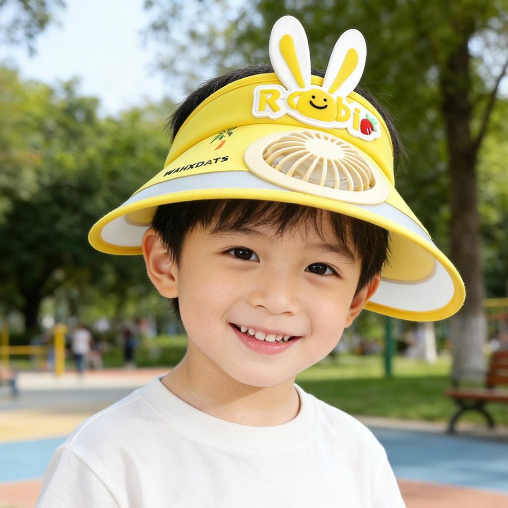 Kids Empty Top Fan Sun Hat Uv Protection Summer Cap For Boys Girls
